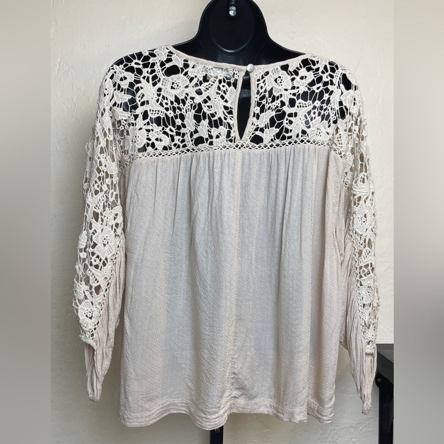 Lovestitch Cream Crochet Boho Style Top