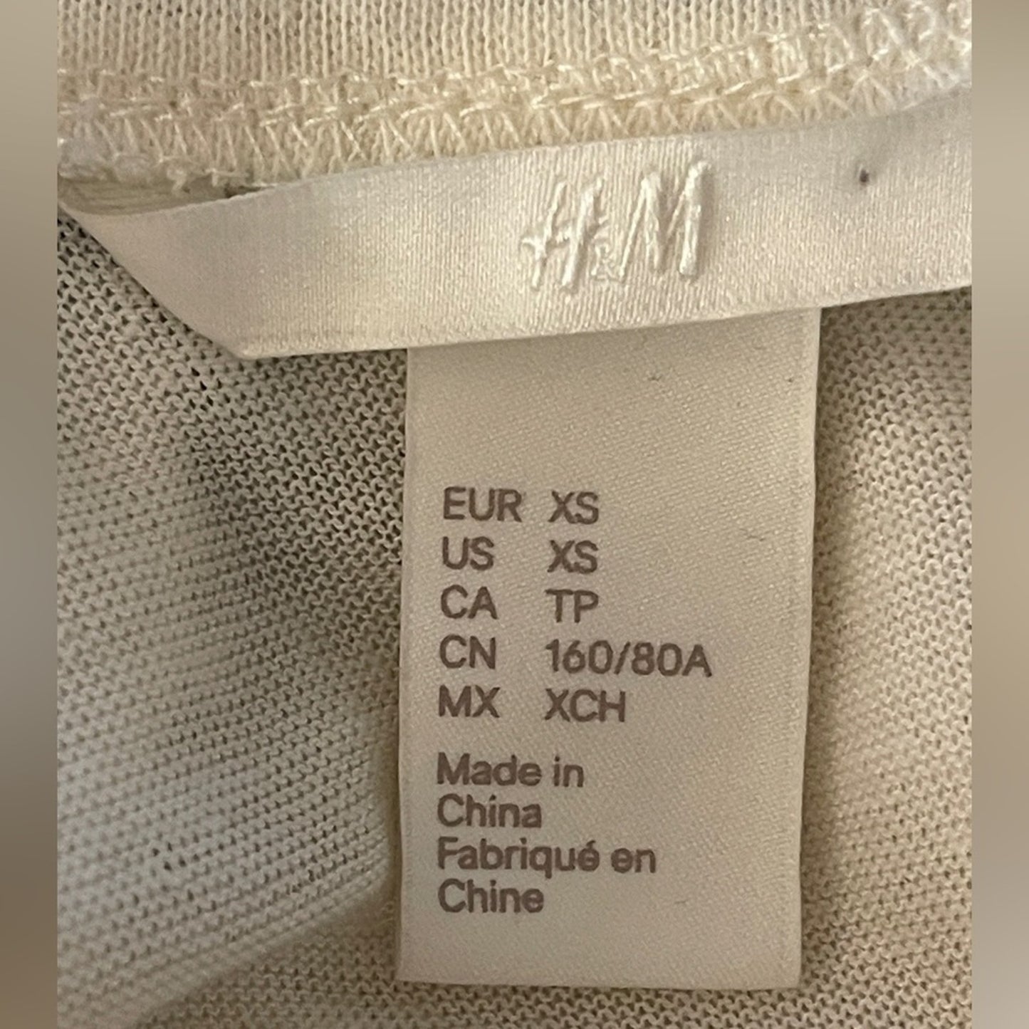 H&M Rhinestone Embellished Ribbed V- Neck Shirt