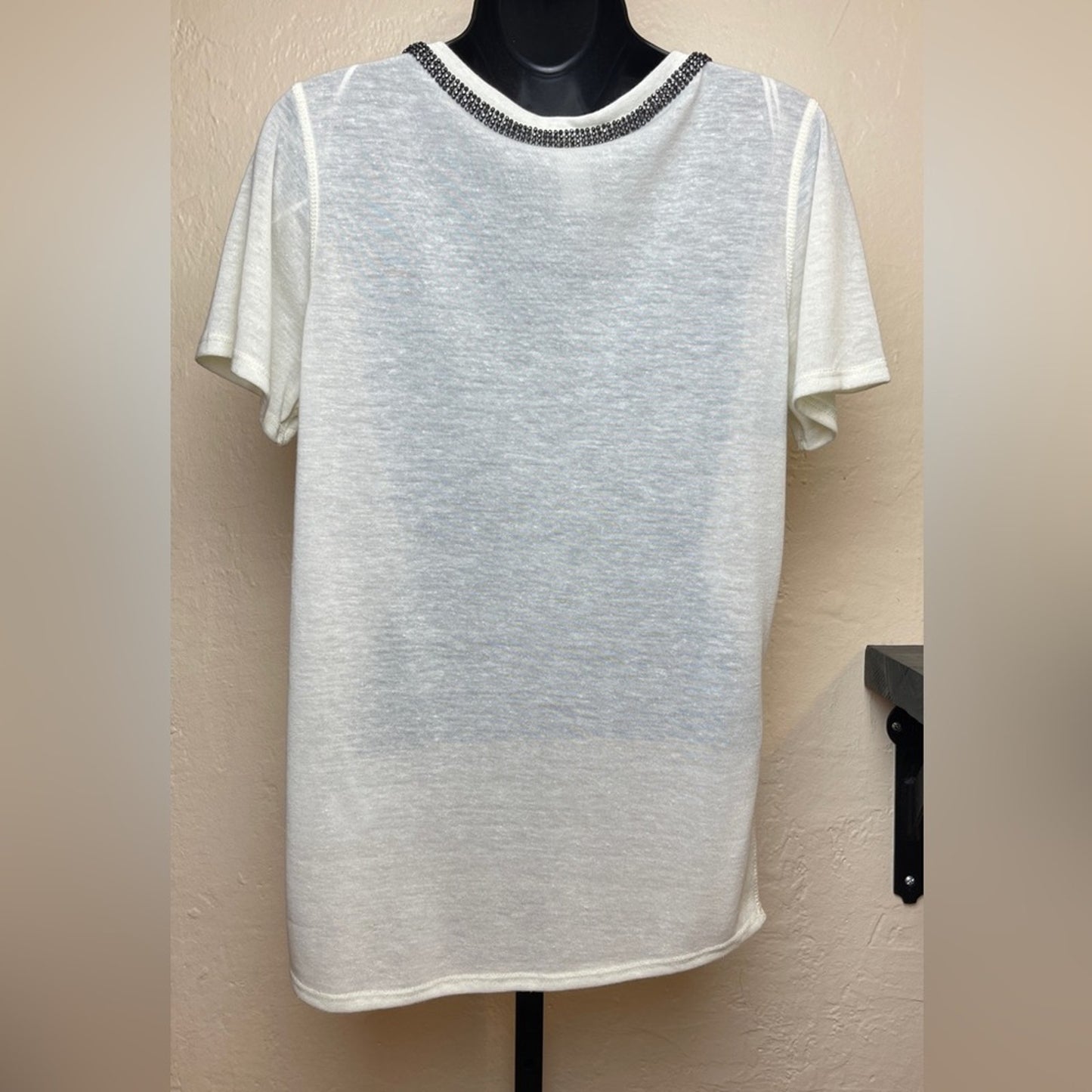 H&M Rhinestone Embellished Ribbed V- Neck Shirt