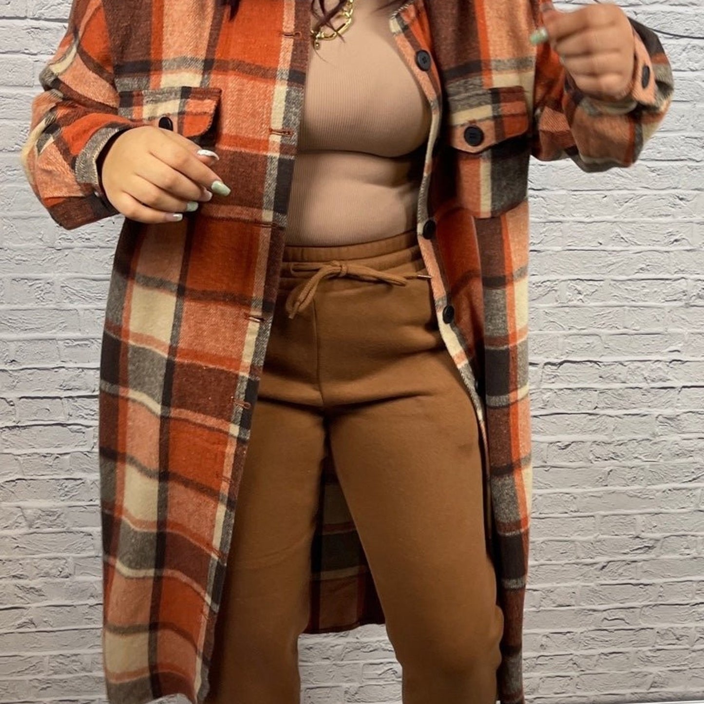 Unishe Plaid Orange Shacket