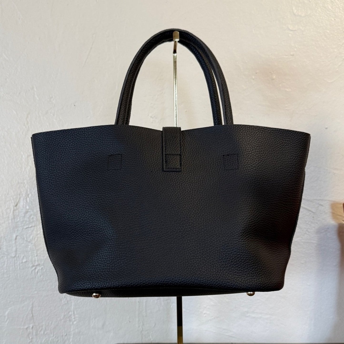 Black Satchel Faux Leather Bag