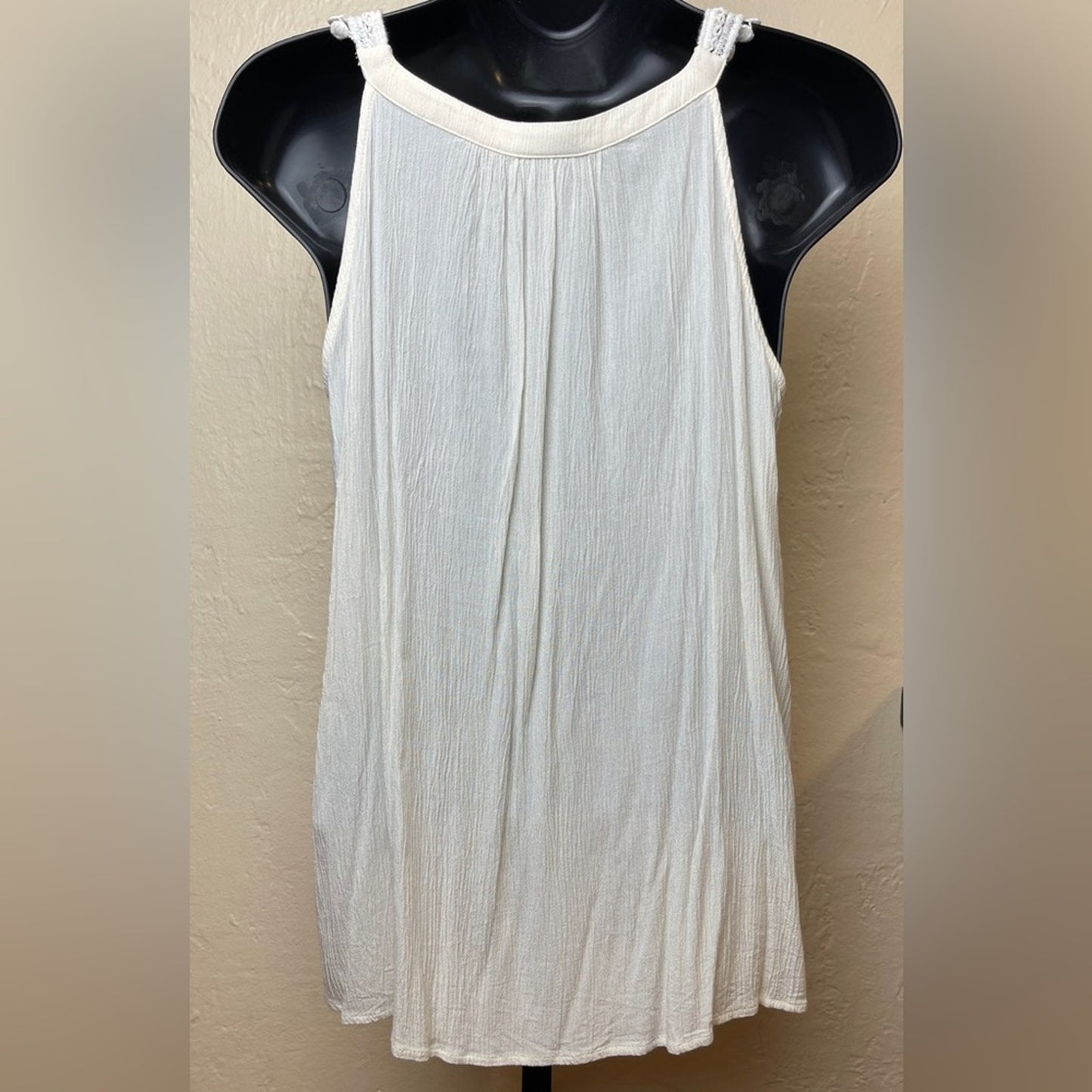 a.n.a Cream Crocheted V-Neck Sleeveless Blouse