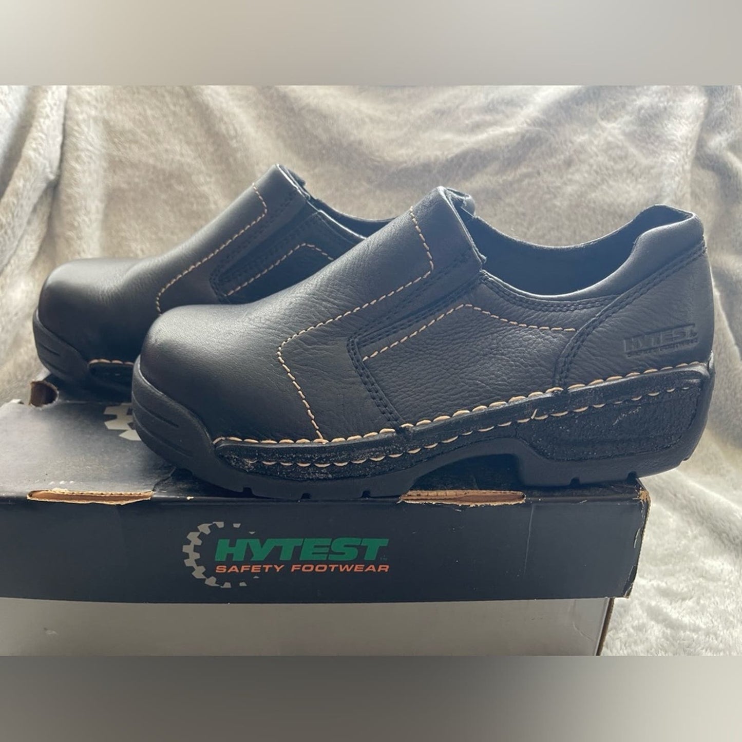 Hytest Women Opanka Slip On K17140 Steel Toe EH Black Work Shoes