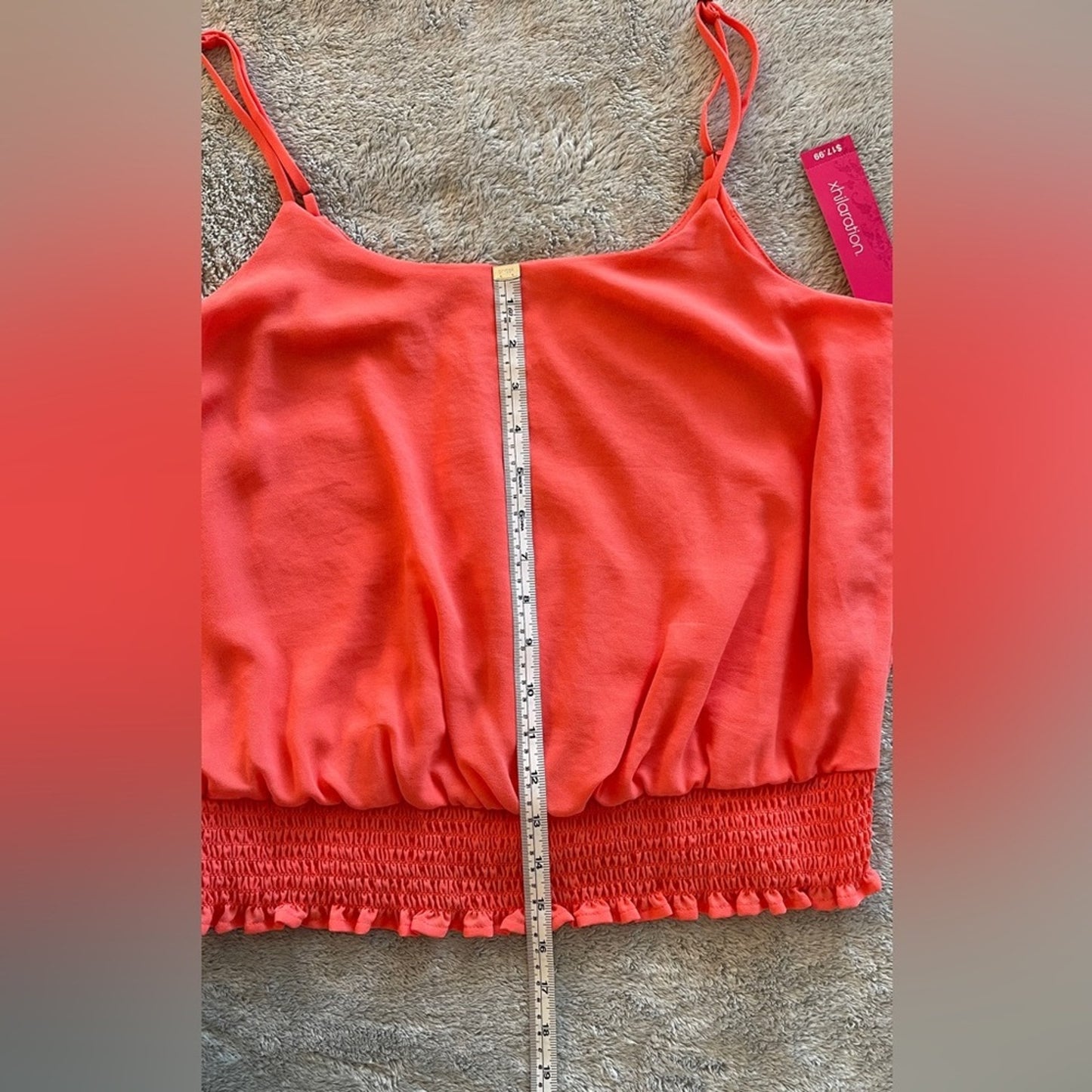 Coral Women’s Adjustable Spaghetti Strap Smocked Waist Band Tank