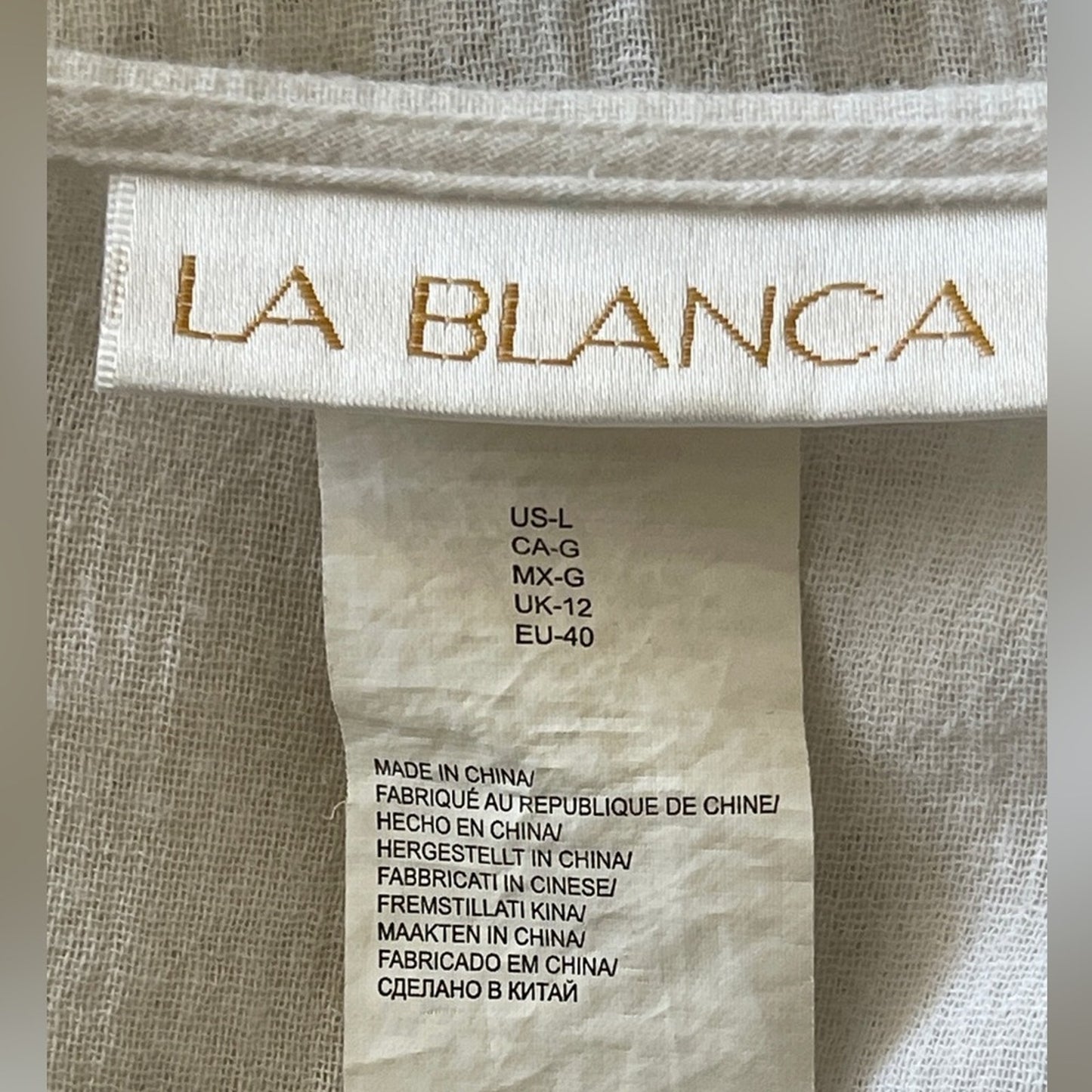 La Blanca Island Flare V-Neck Crinkled Crochet Trim Swim Cover-Up Tunic