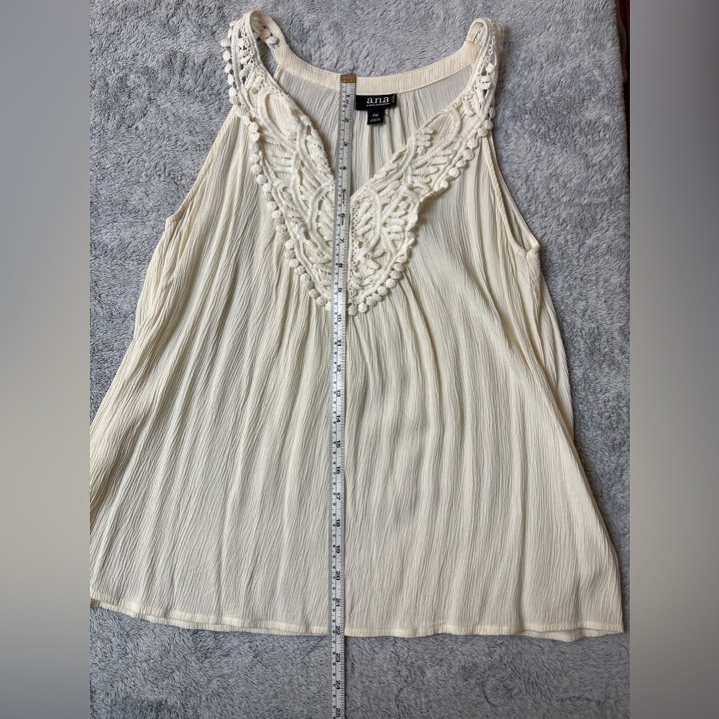 a.n.a Cream Crocheted V-Neck Sleeveless Blouse
