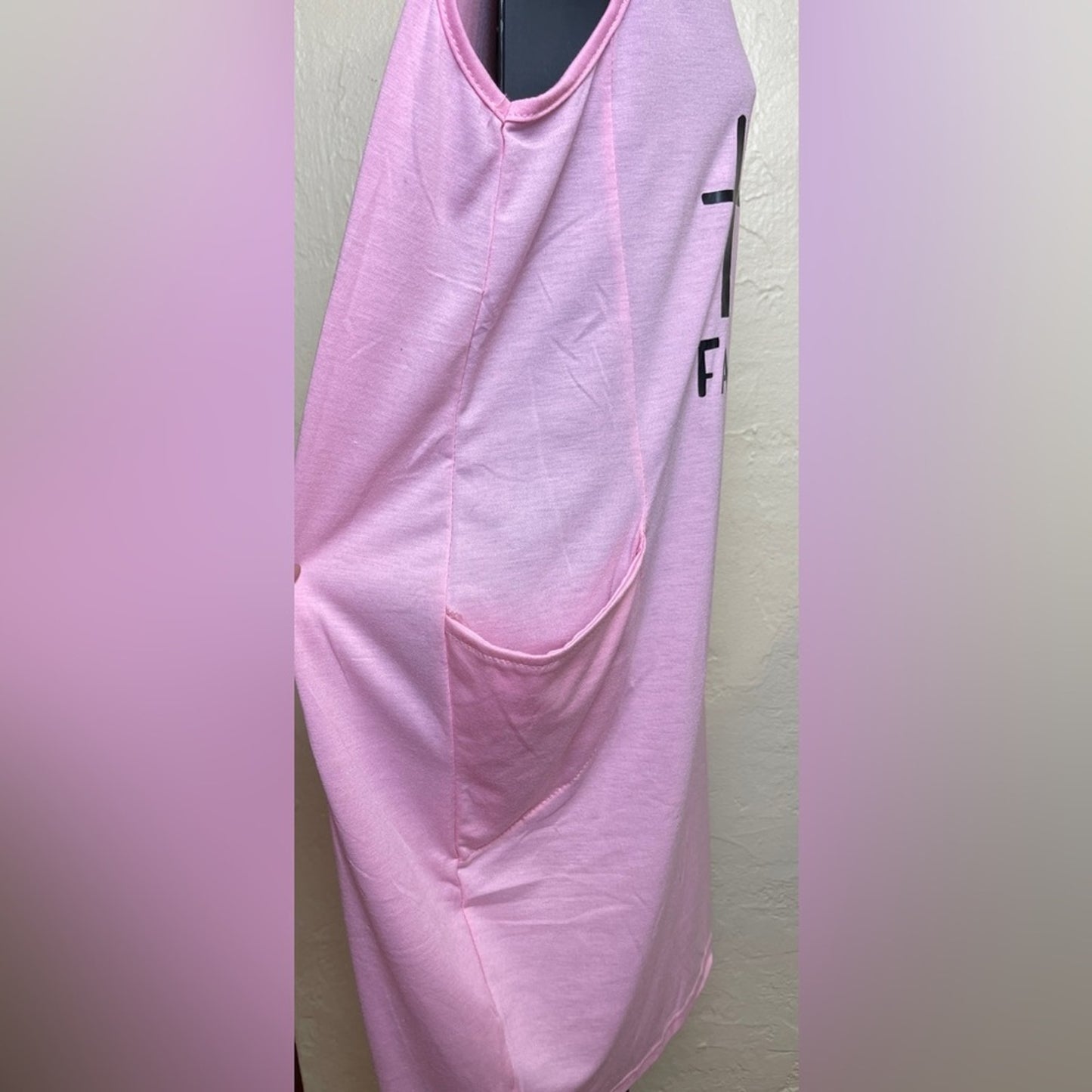 Pink Tee Shirt Dress w/Side Pockets