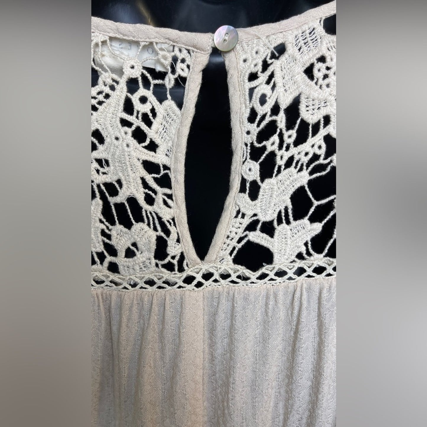 Lovestitch Cream Crochet Boho Style Top