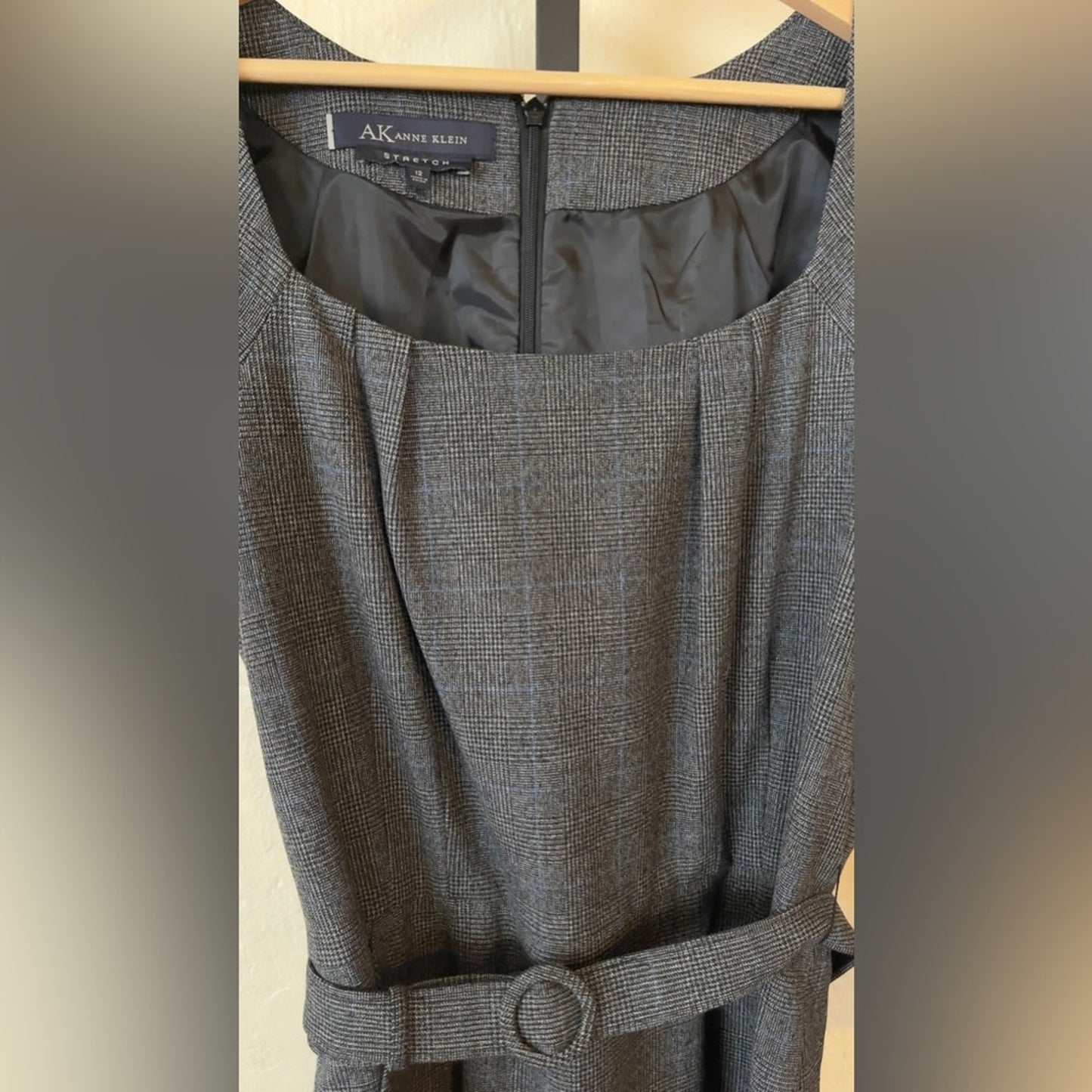 Anne Klein Gray Plaid Dress