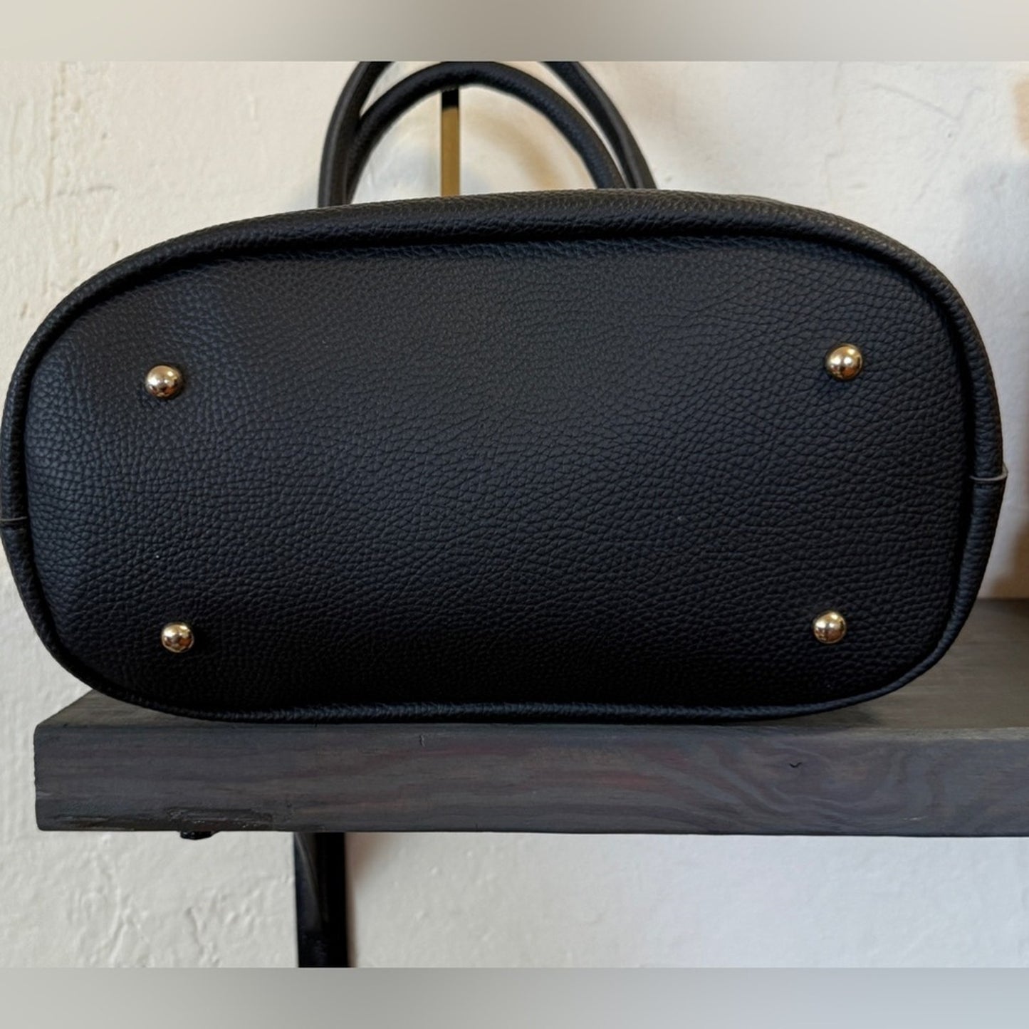 Black Satchel Faux Leather Bag