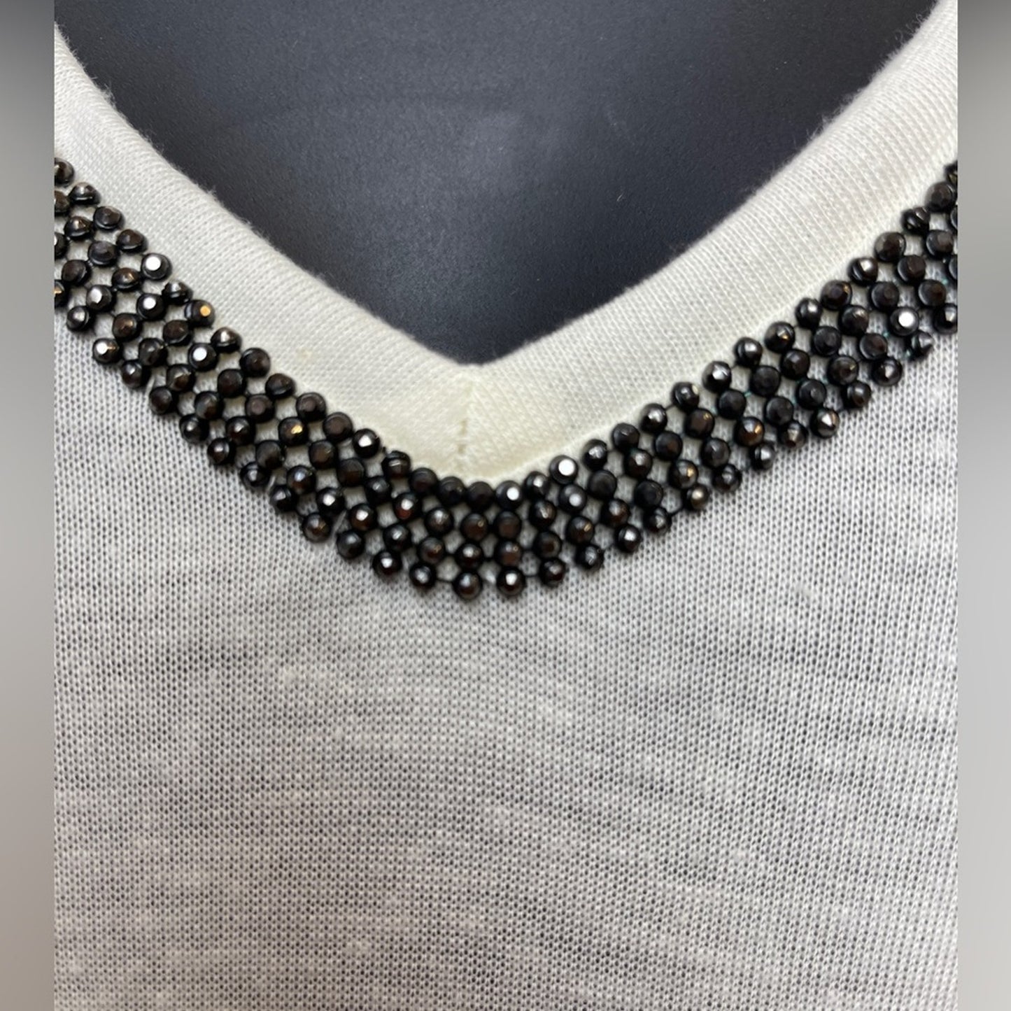H&M Rhinestone Embellished Ribbed V- Neck Shirt