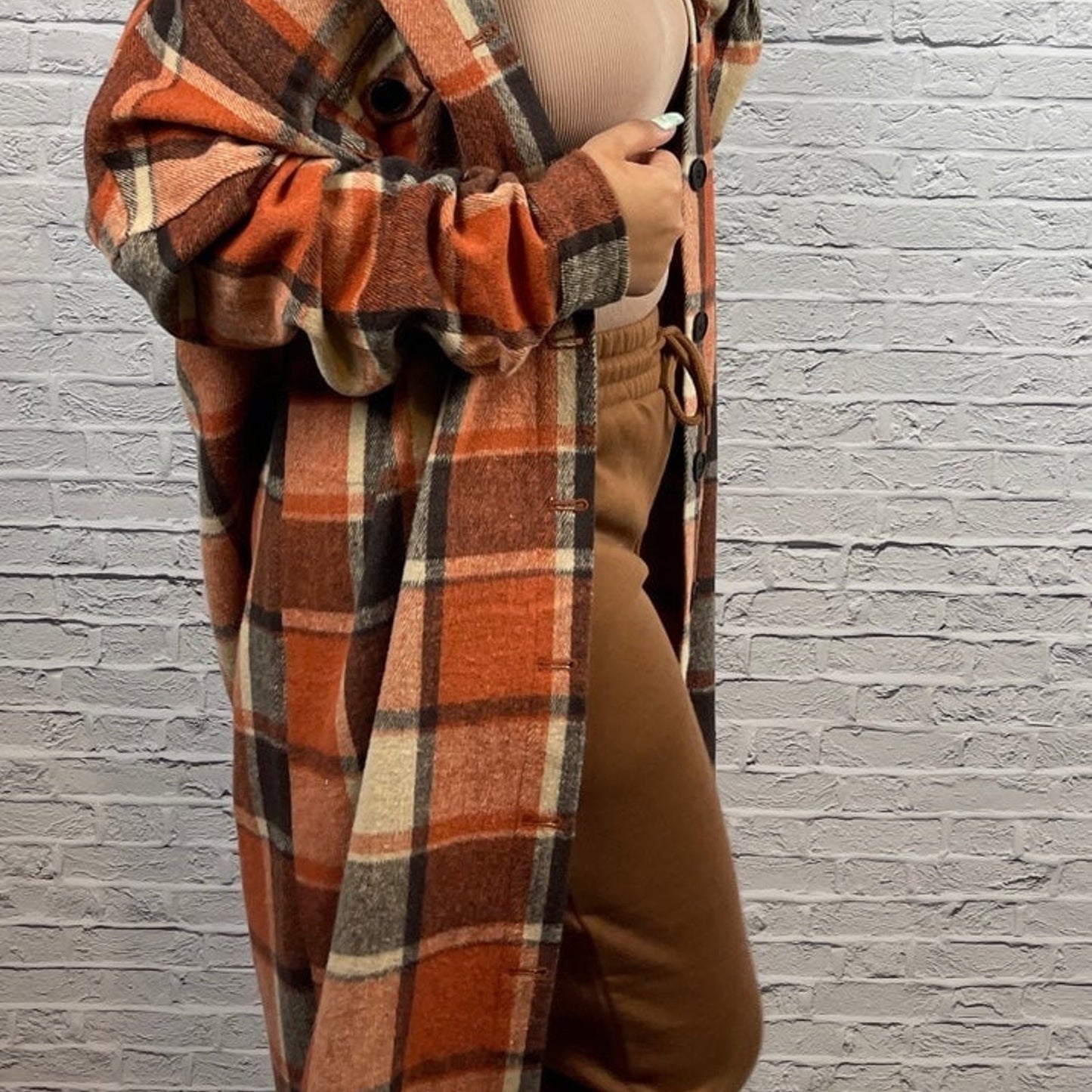 Unishe Plaid Orange Shacket
