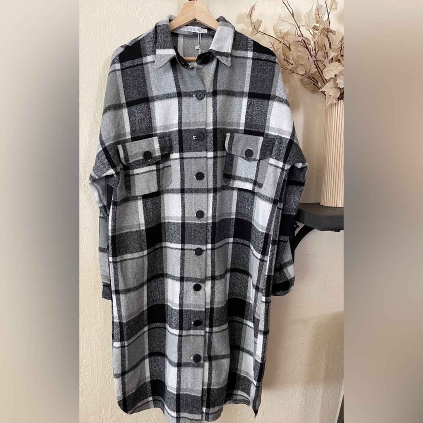 Unishe Plaid Black Shacket
