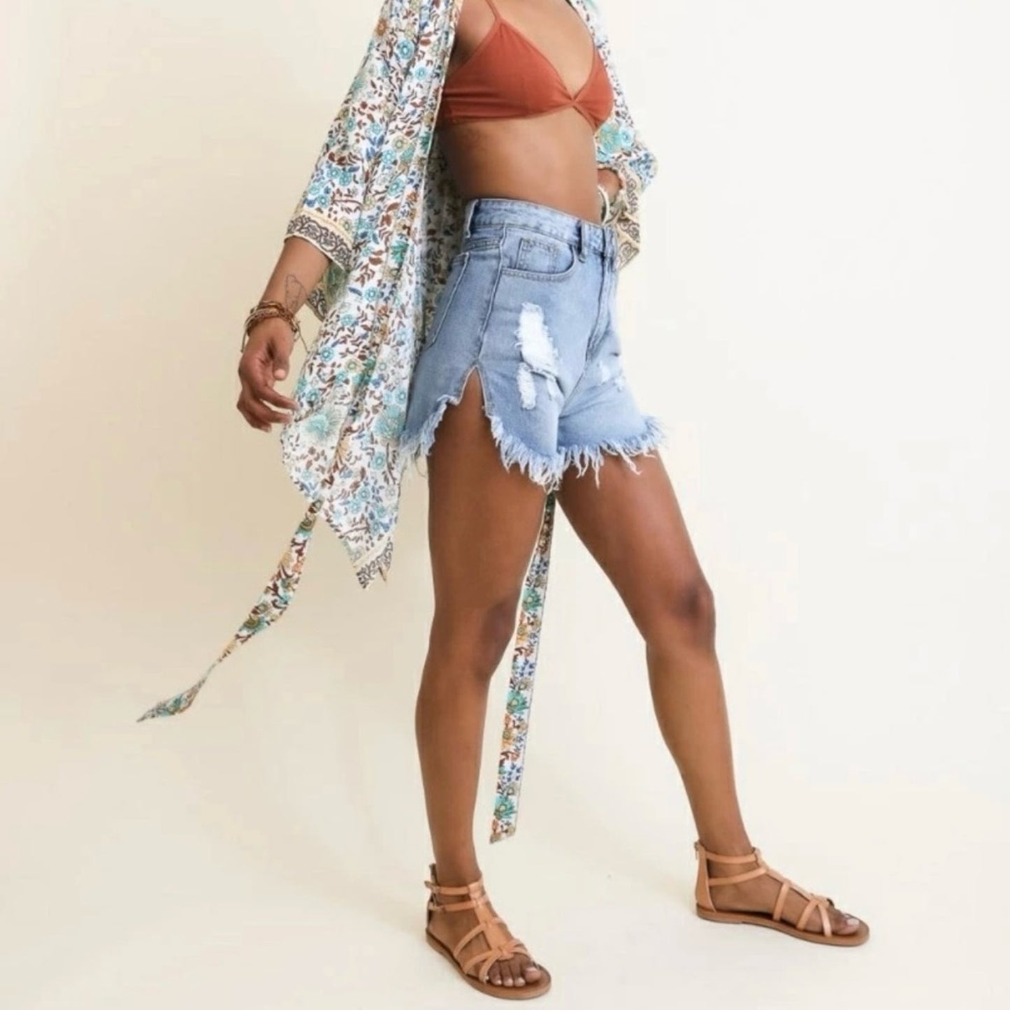 Floral Front Tie Kimono