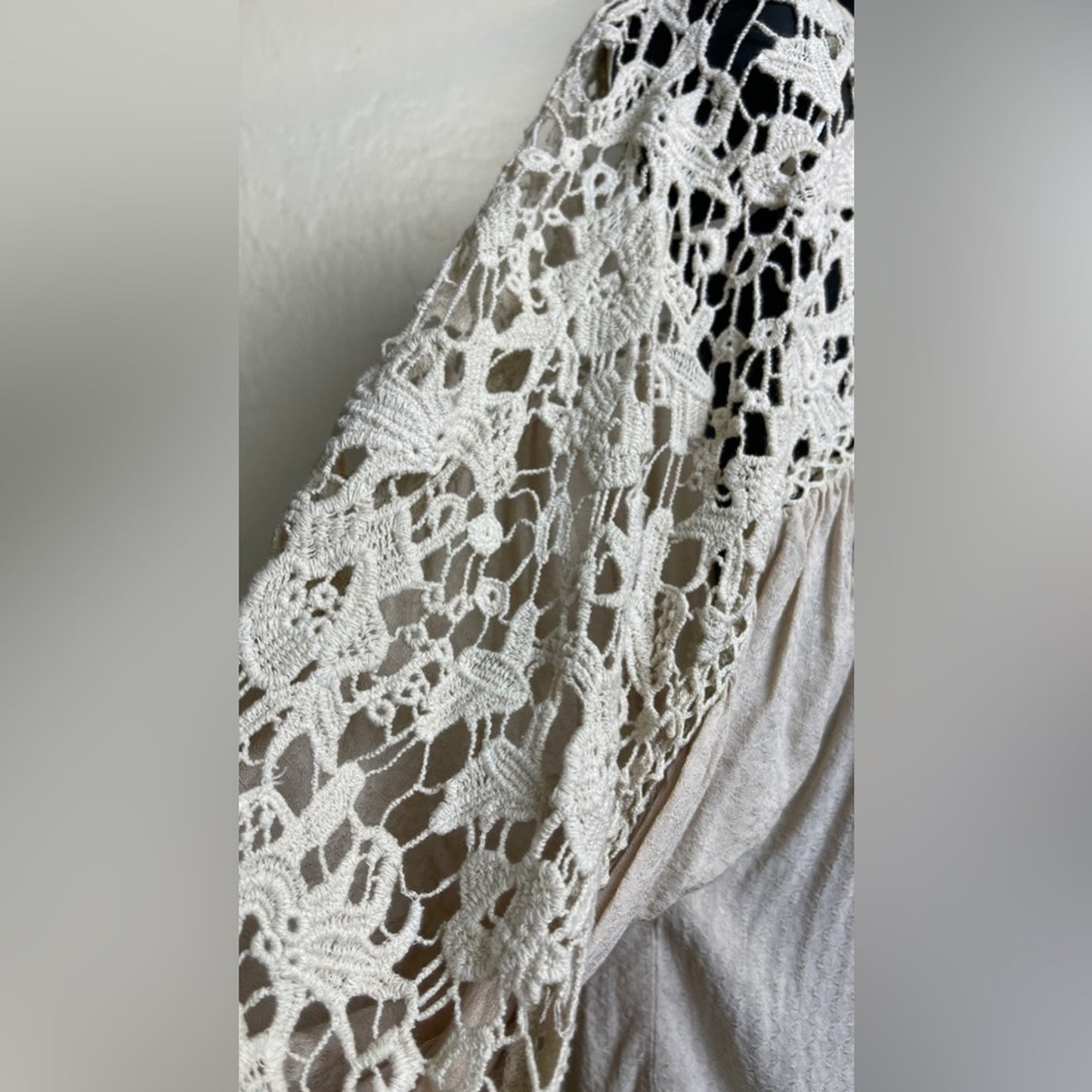 Lovestitch Cream Crochet Boho Style Top