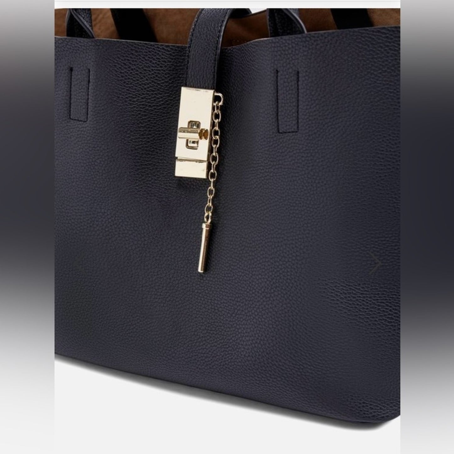 Black Satchel Faux Leather Bag