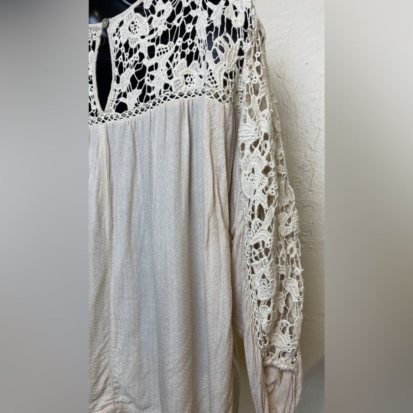 Lovestitch Cream Crochet Boho Style Top