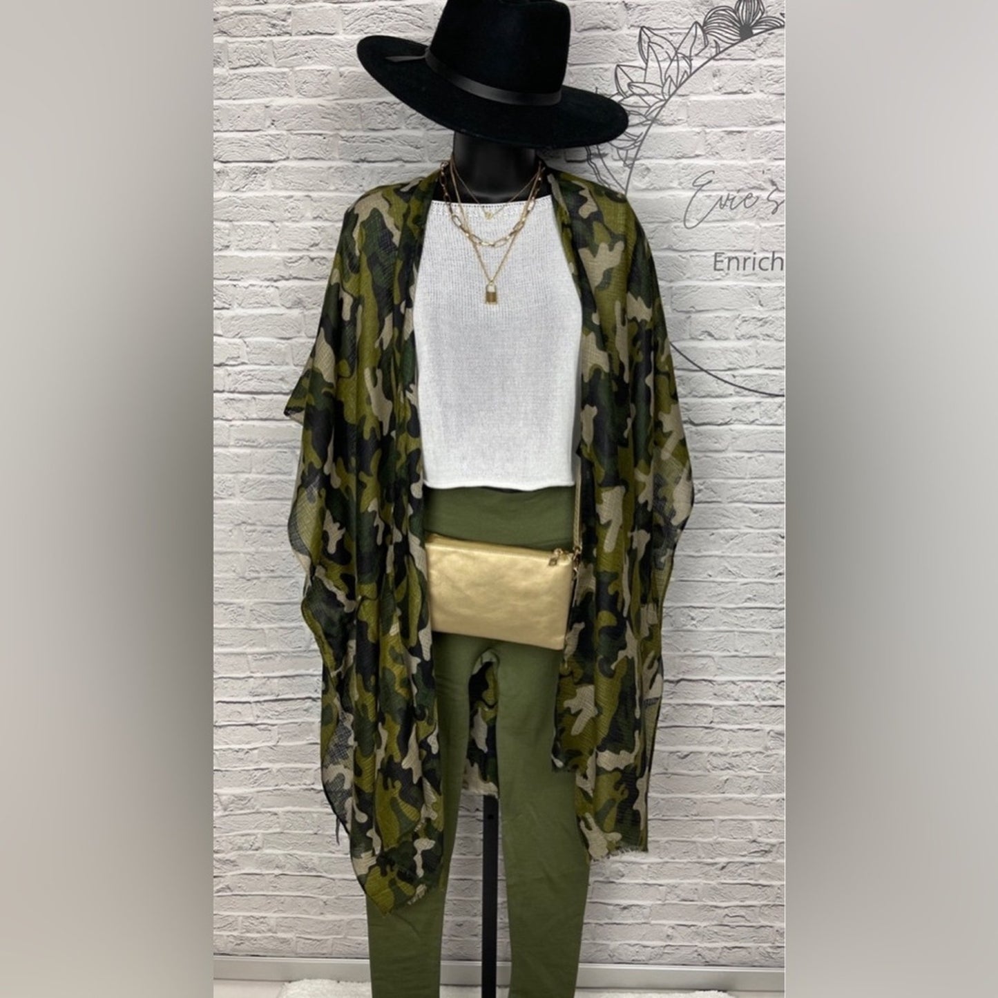 Riah Fashion Camouflage Kimono