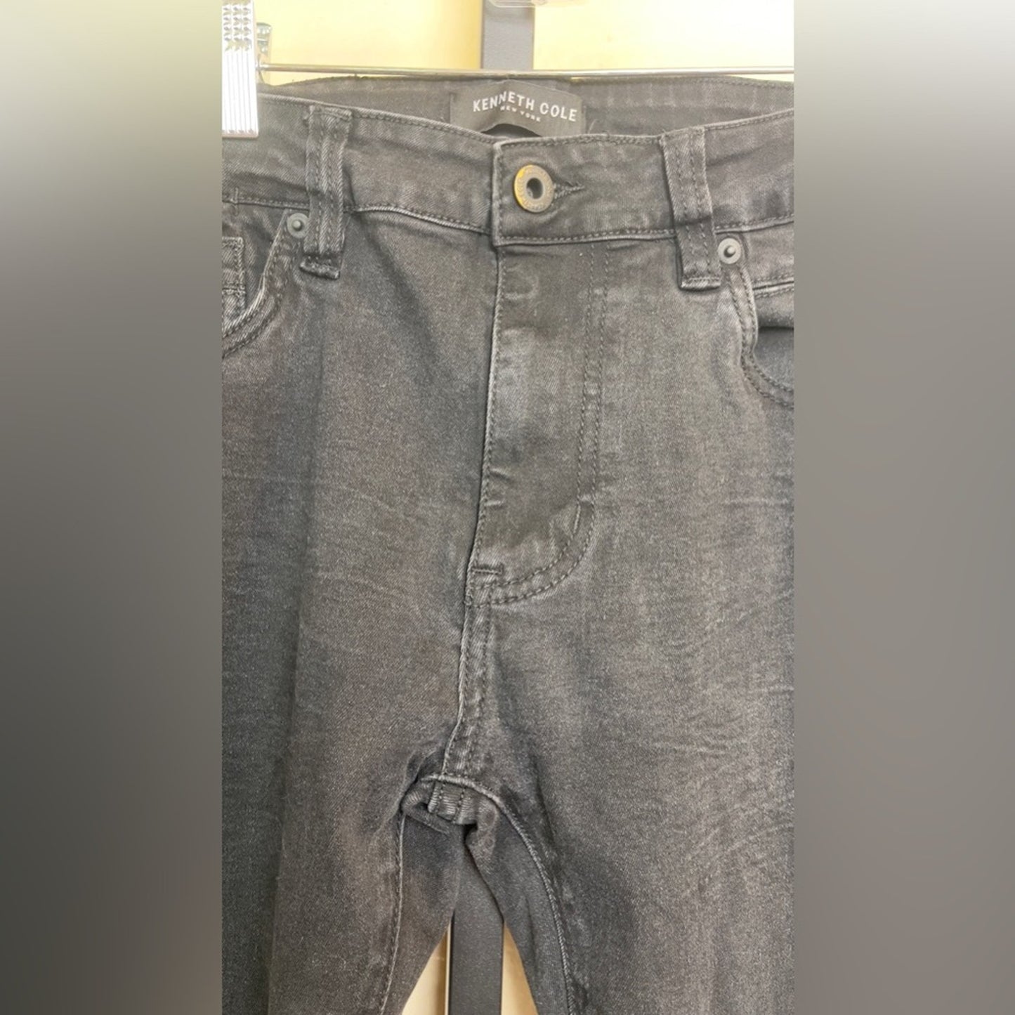 Kenneth Cole Men's Black Slim Fit Straight Leg Denim Jeans