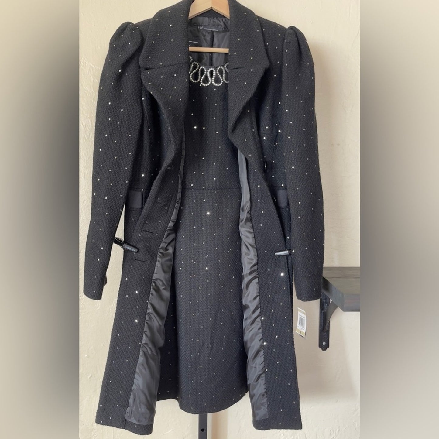 I-N-C International Concepts Vintage Glamour Black Tweed Coat