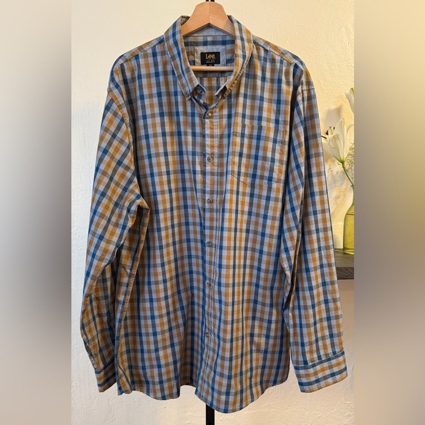 Lee Blue and Brown Casual Button Down Shirt