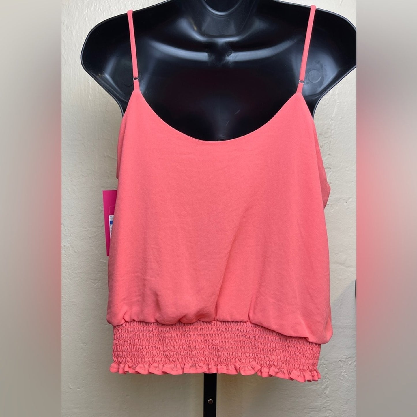 Coral Women’s Adjustable Spaghetti Strap Smocked Waist Band Tank