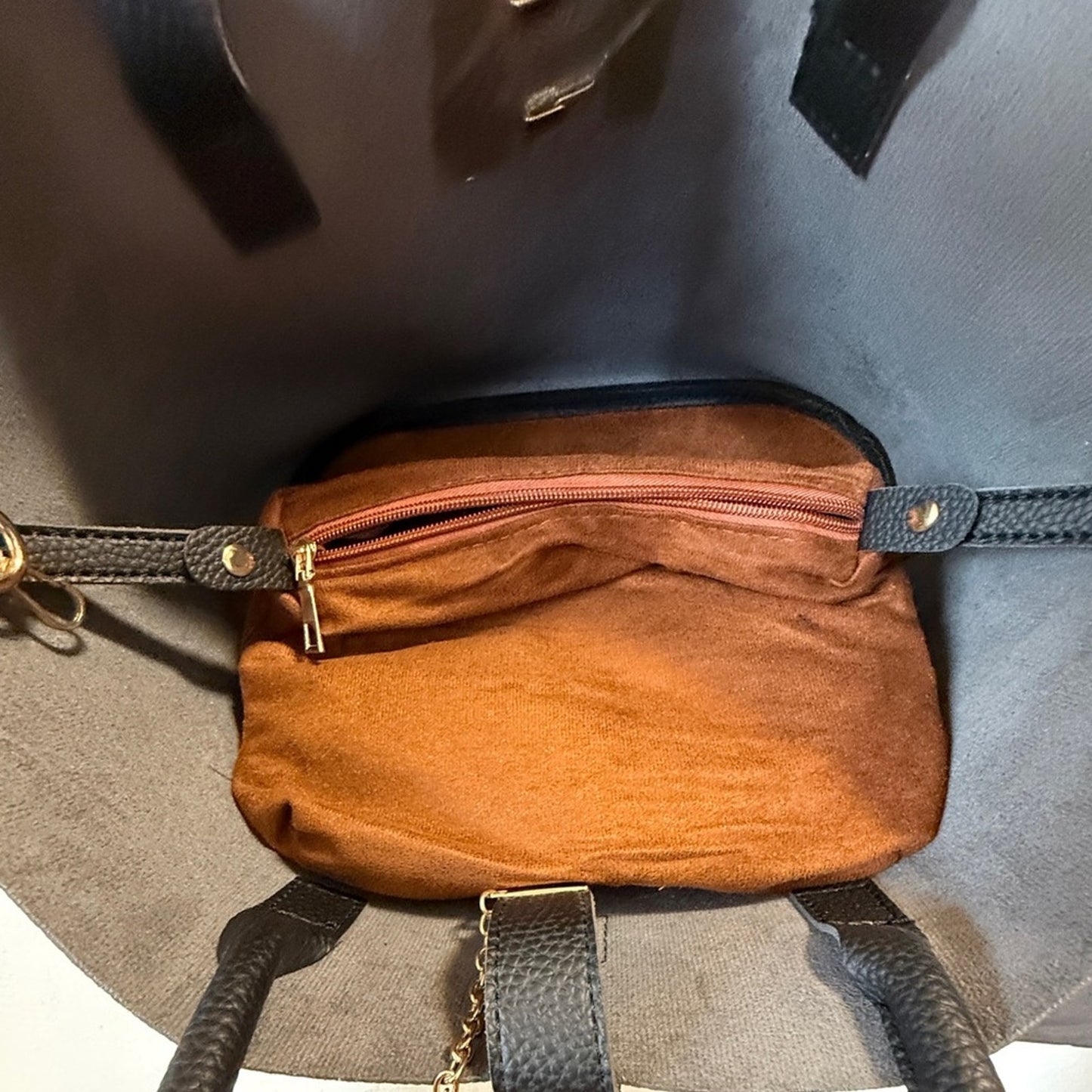 Black Satchel Faux Leather Bag