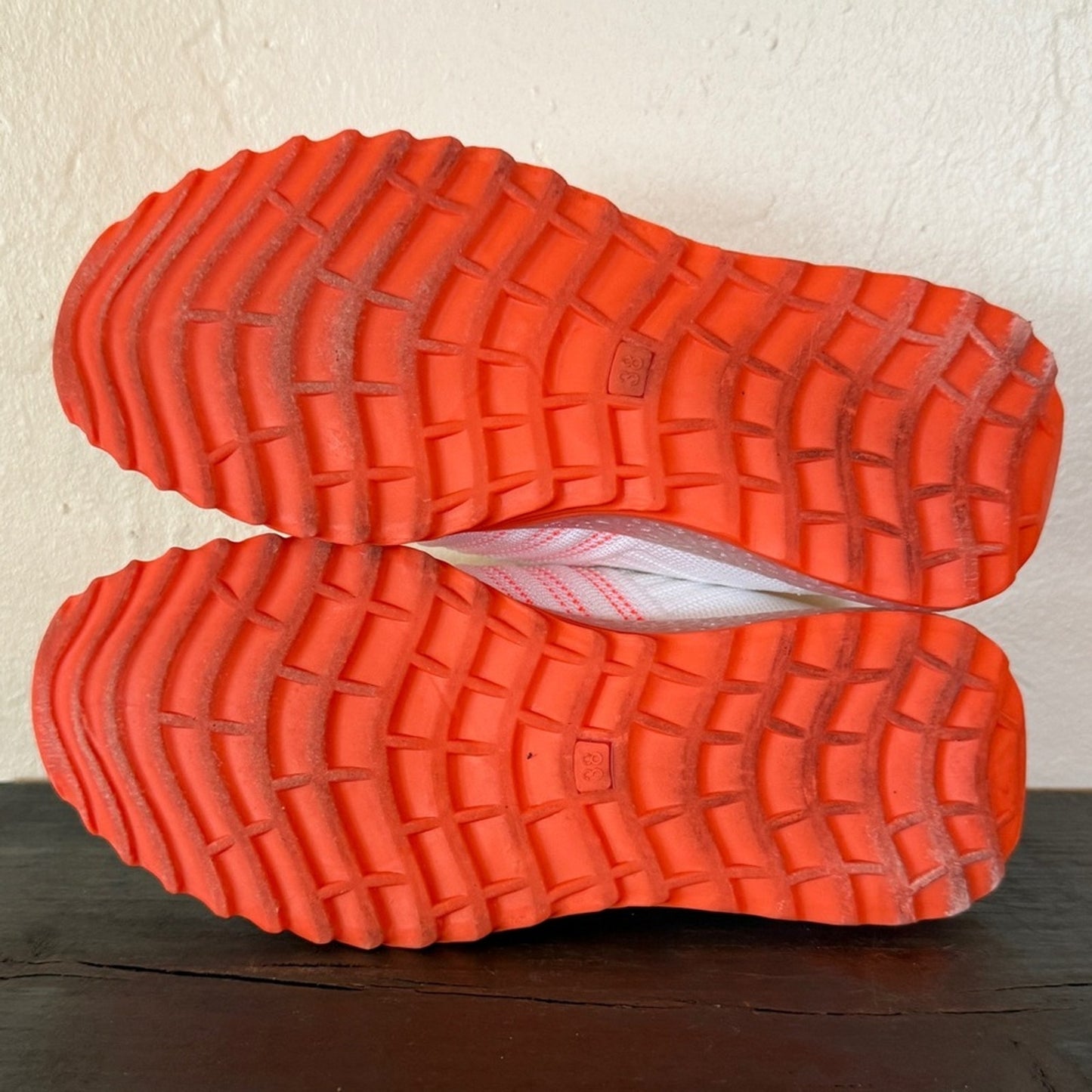 Women Leisure Flying Weave Neon Orange Color Contrast Sneakers
