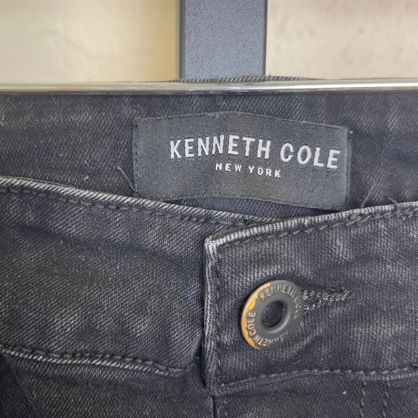 Kenneth Cole Men's Black Slim Fit Straight Leg Denim Jeans