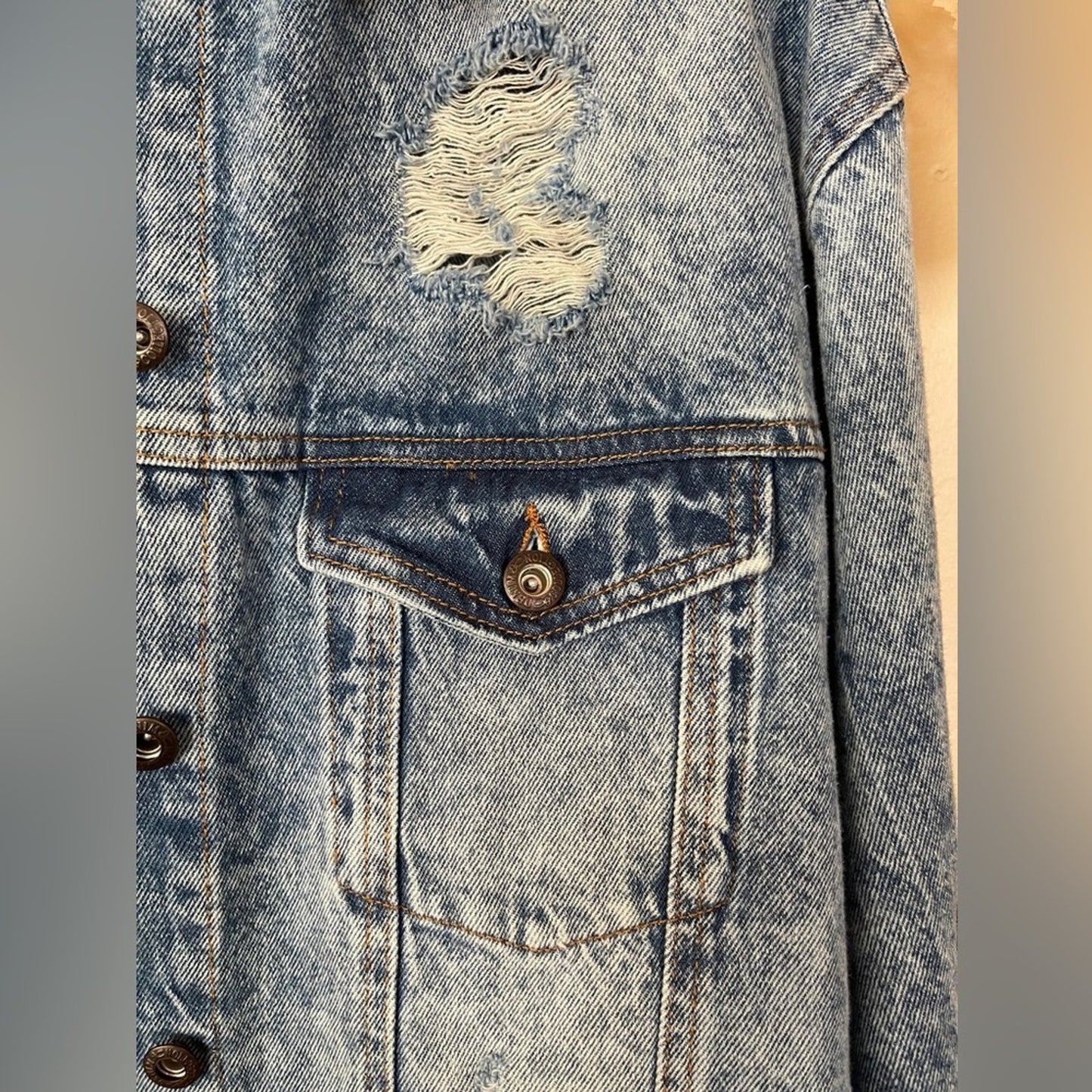 Blue Age Oversized Destroyed Denim Jacket