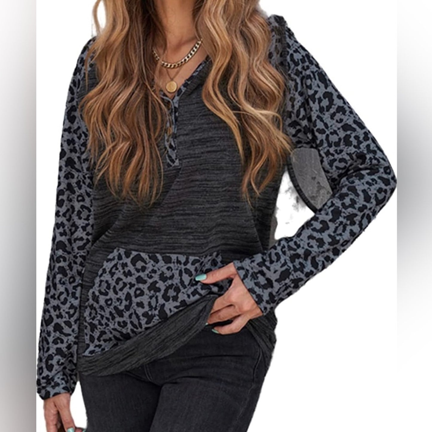 Leopard Black & Gray Hoodie