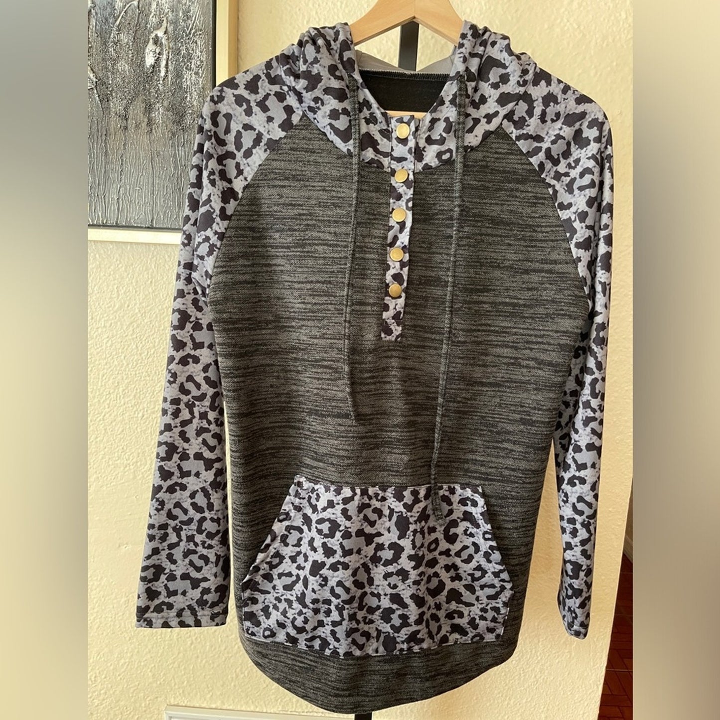 Leopard Black & Gray Hoodie