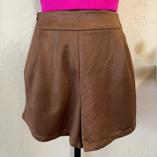 Brown Faux Suede Shorts