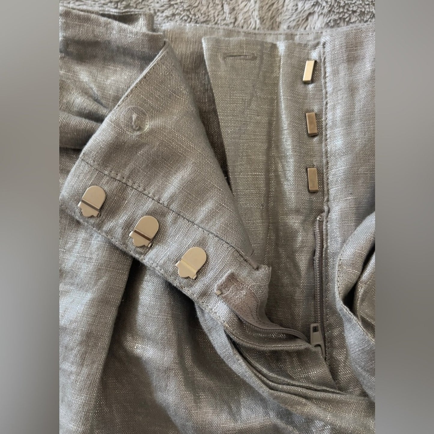 Vince Camuto Metallic Silver Linen Paperbag Shorts