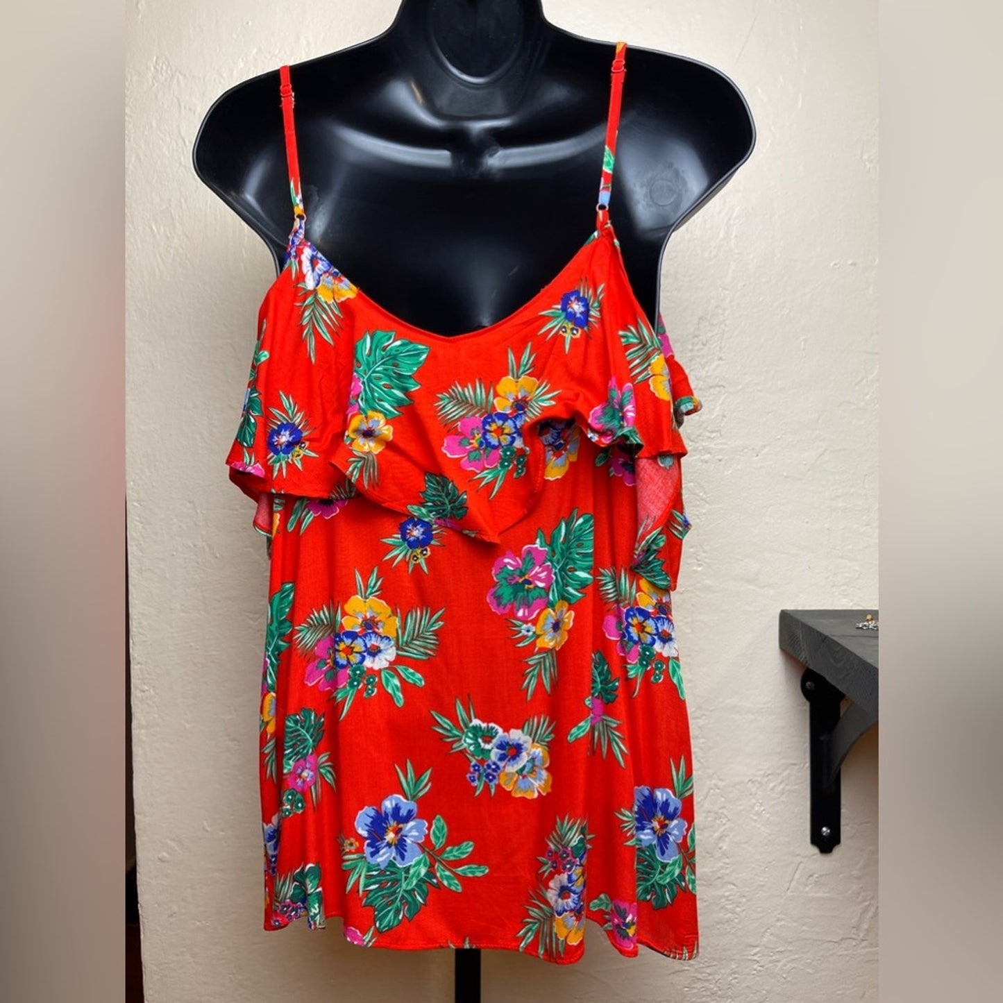 Old Navy Relaxed Off-the-Shoulder Red Floral Cami