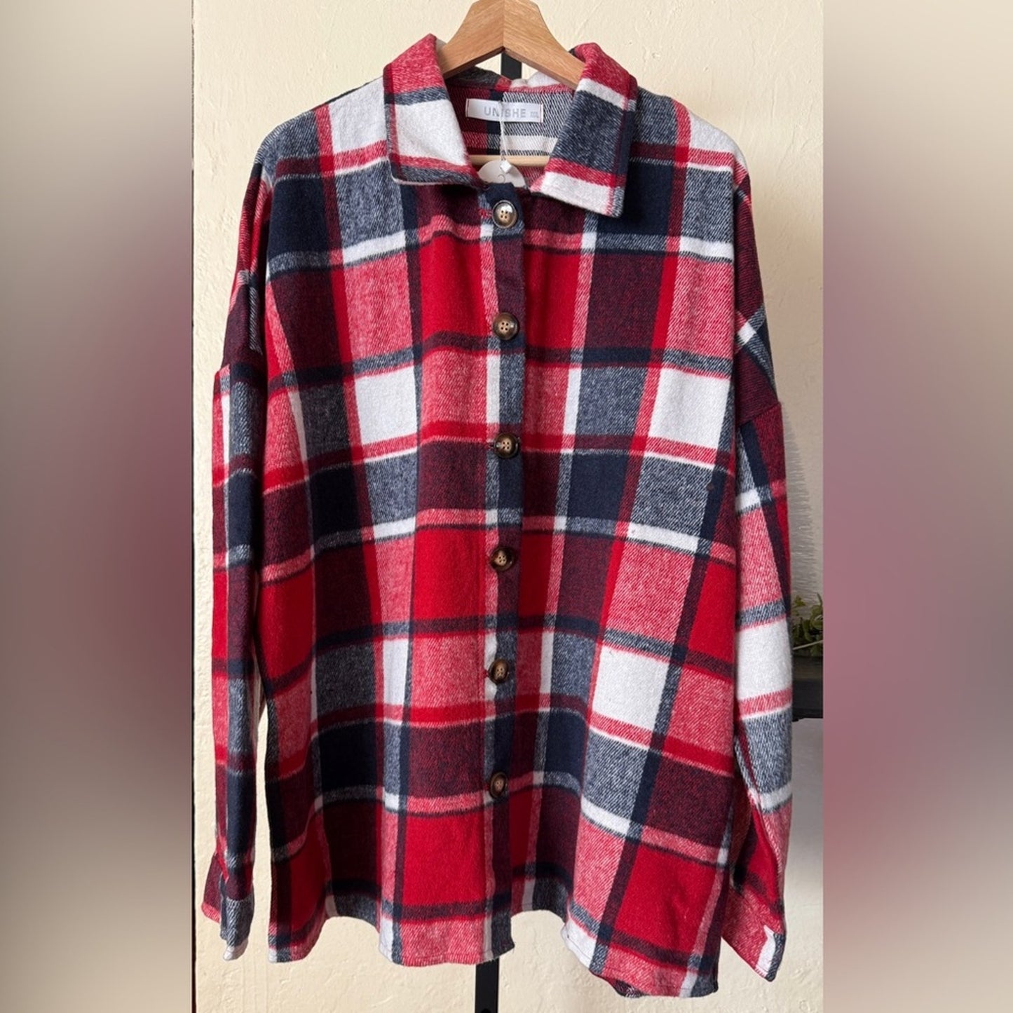 Unishe Red Plaid “Short” Shacket