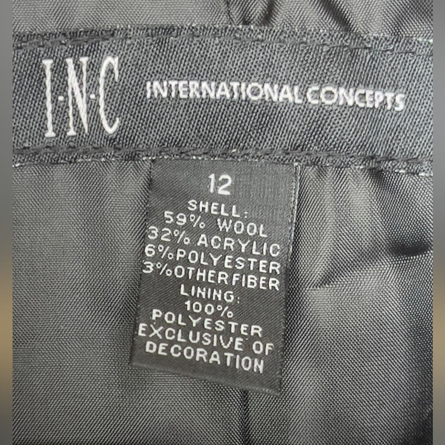 I-N-C International Concepts Vintage Glamour Black Tweed Coat