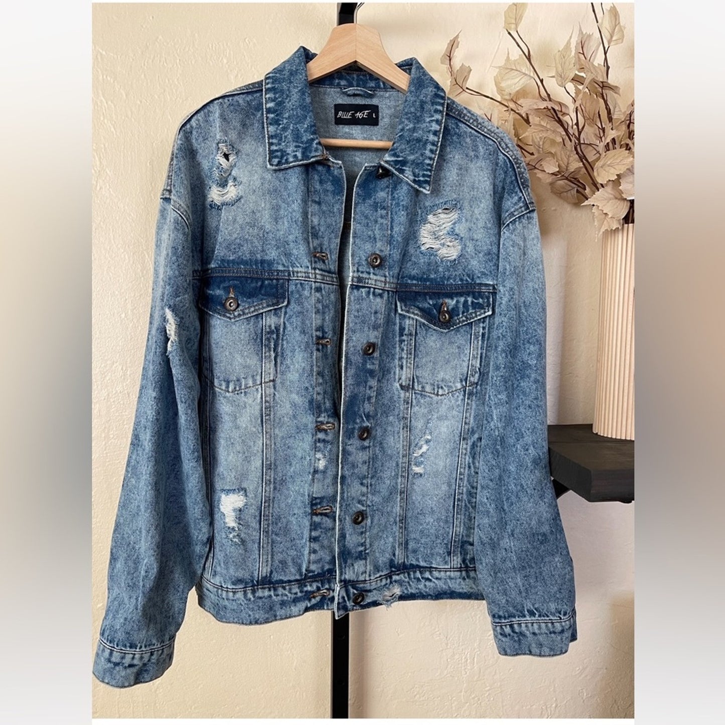 Blue Age Oversized Destroyed Denim Jacket