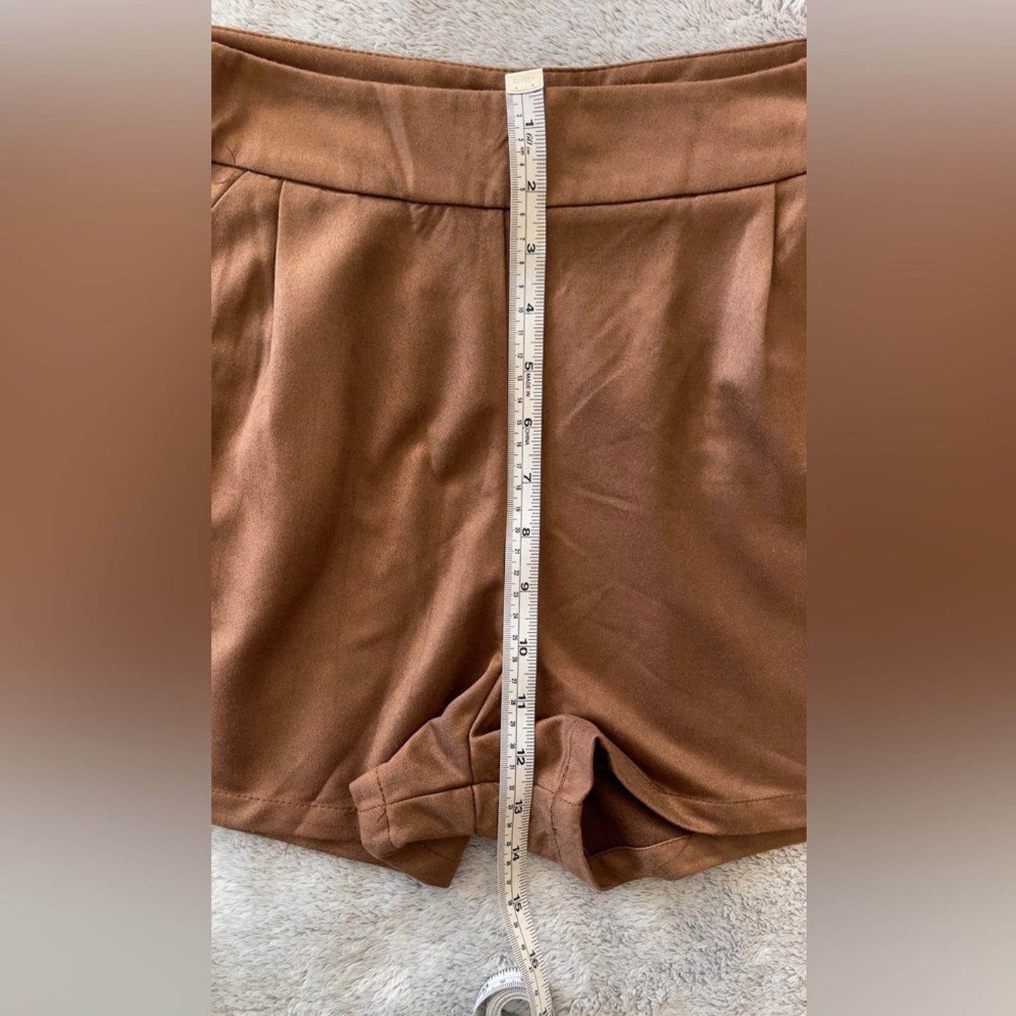 Brown Faux Suede Shorts