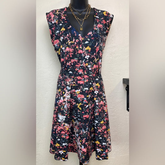 Belle & Sky Black Floral V-Neck Dress