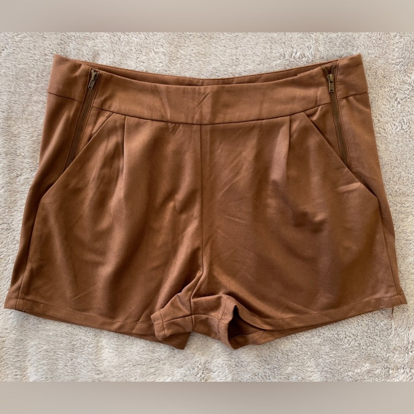 Brown Faux Suede Shorts