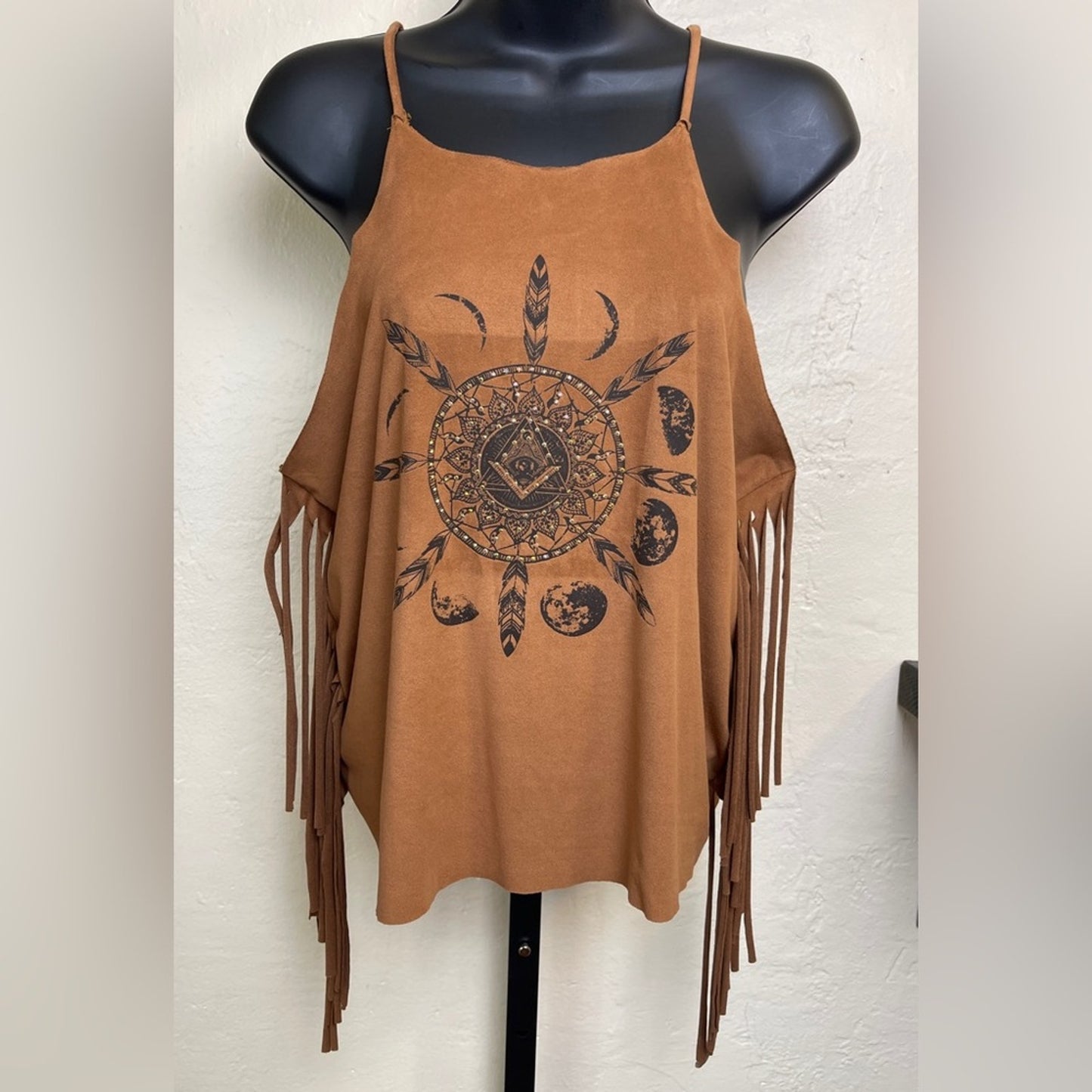 Charlotte Russe Brown Suede Fringe Top