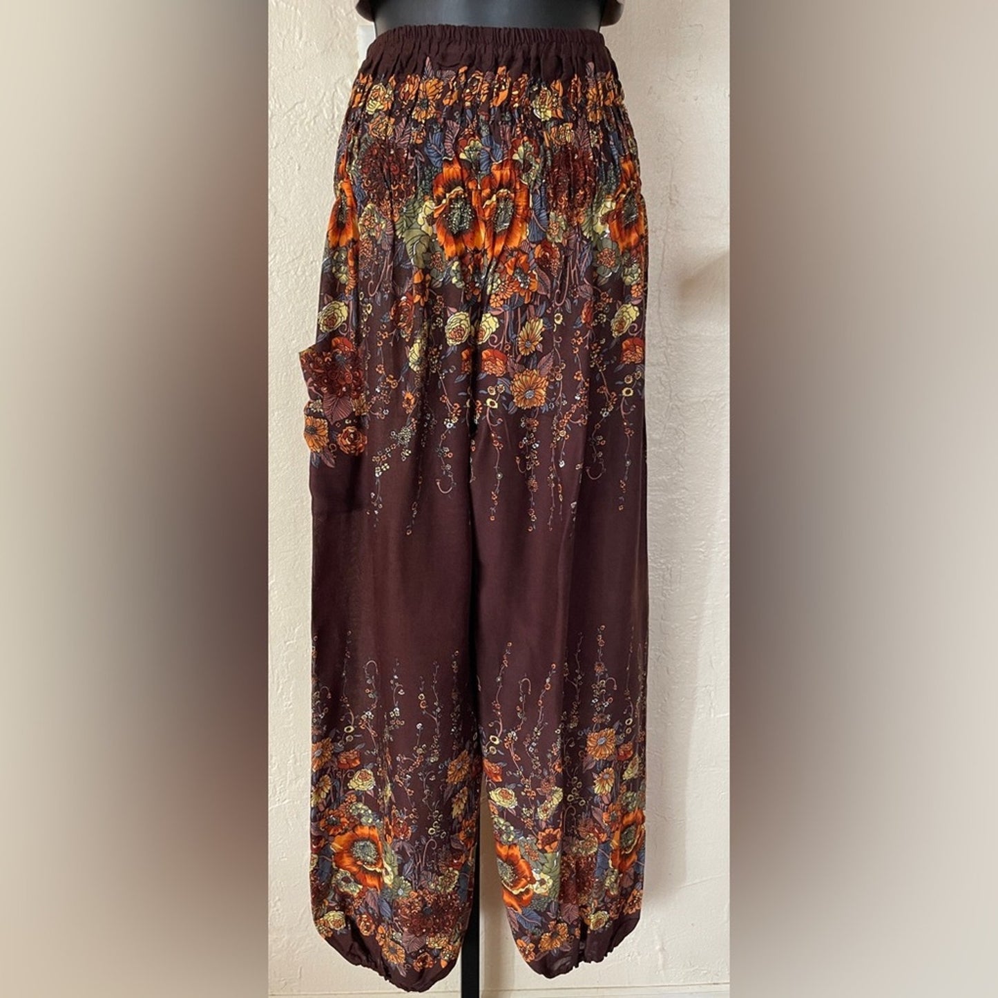 Napat Floral Royal Women Harem Pants in Brown