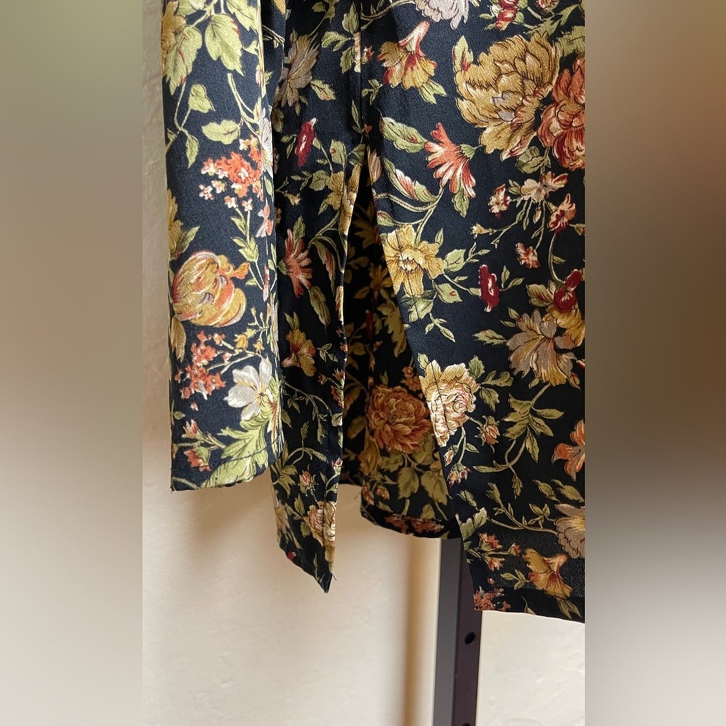 Seema Black Floral Long Sleeve V- Neck Blouse