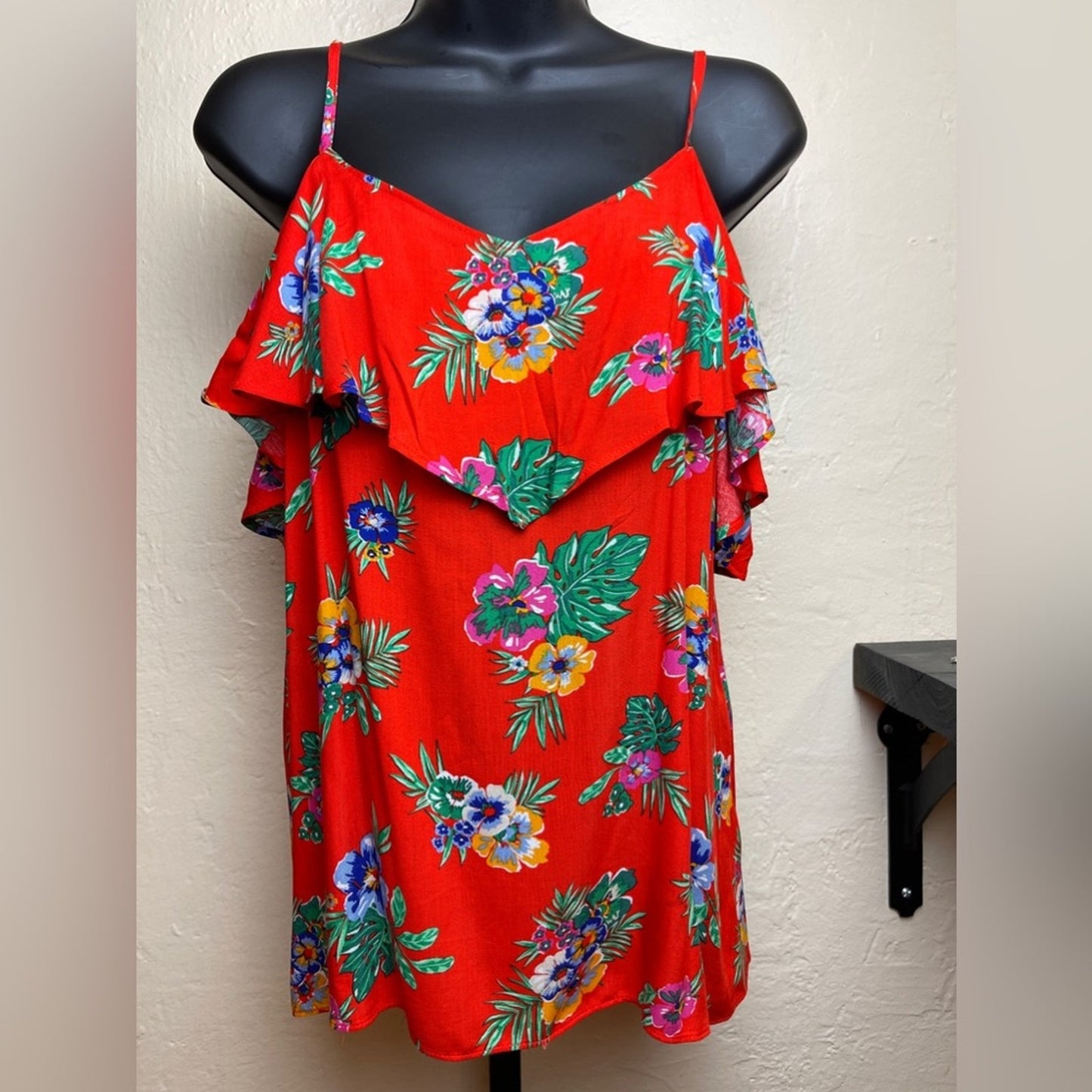 Old Navy Relaxed Off-the-Shoulder Red Floral Cami