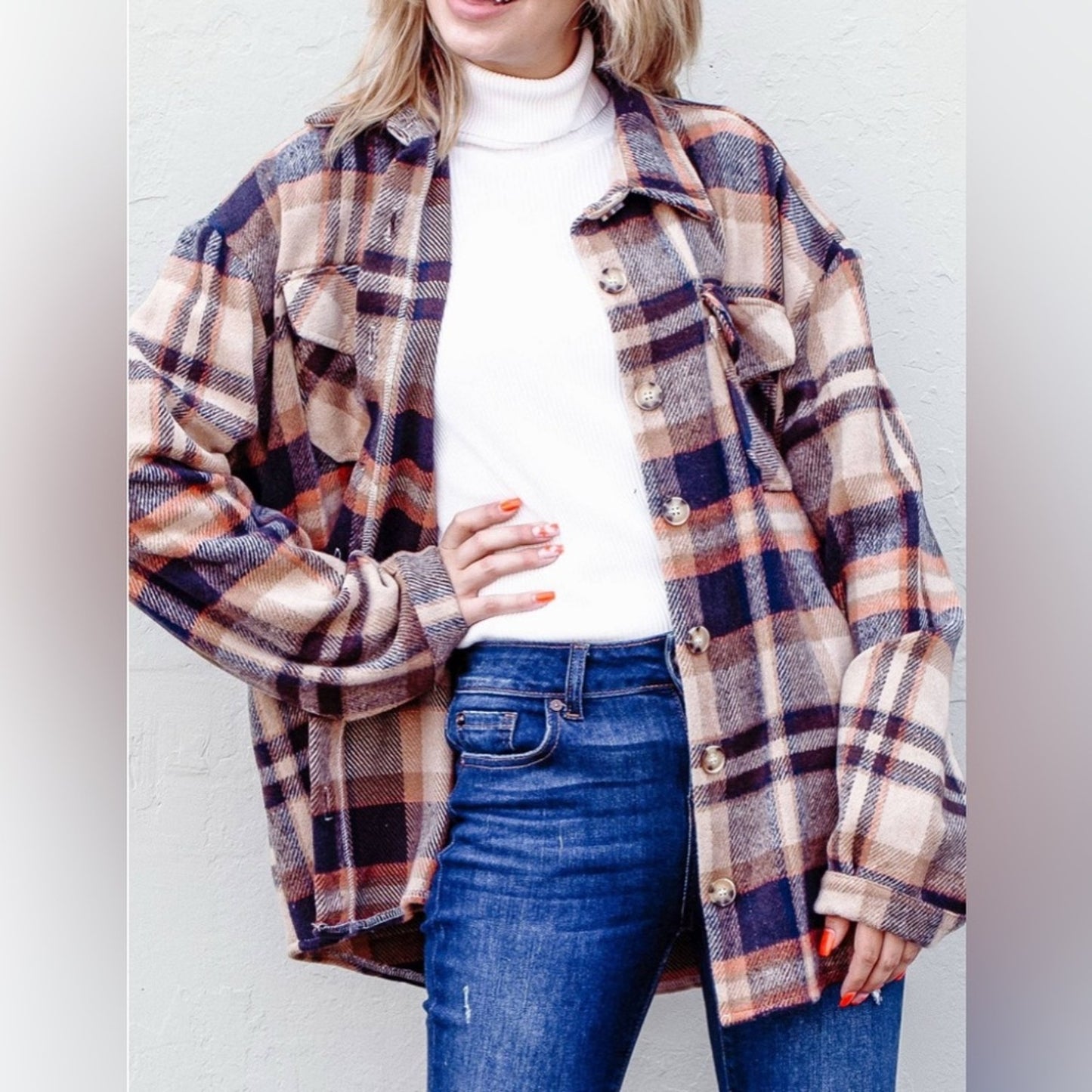 Plus Size Plaid Flannel Shacket