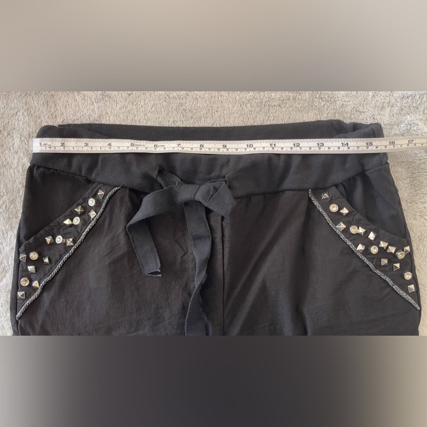 Gigi Moda - Black Crystal Stud Pocket Pants