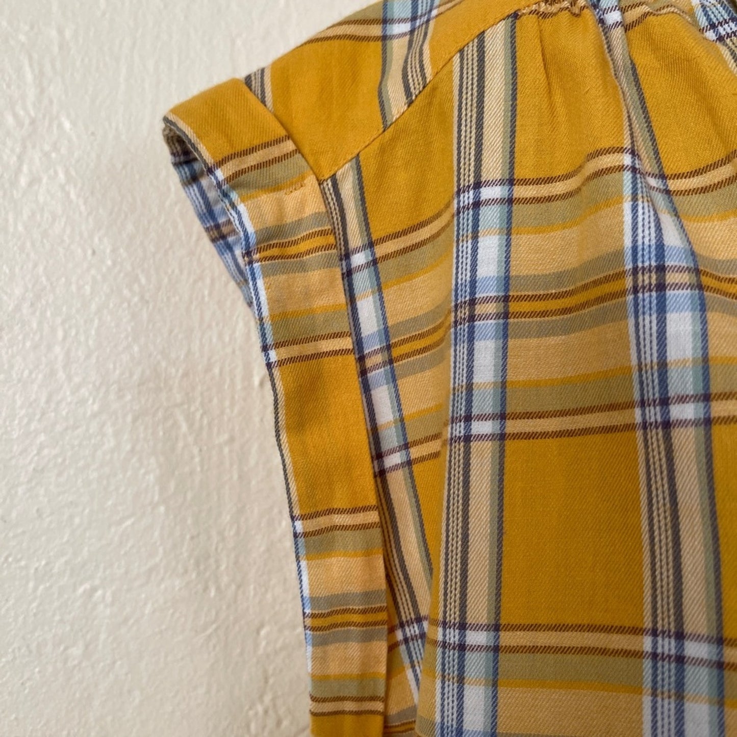 a.n.a Yellow Plaid Short Sleeve Top