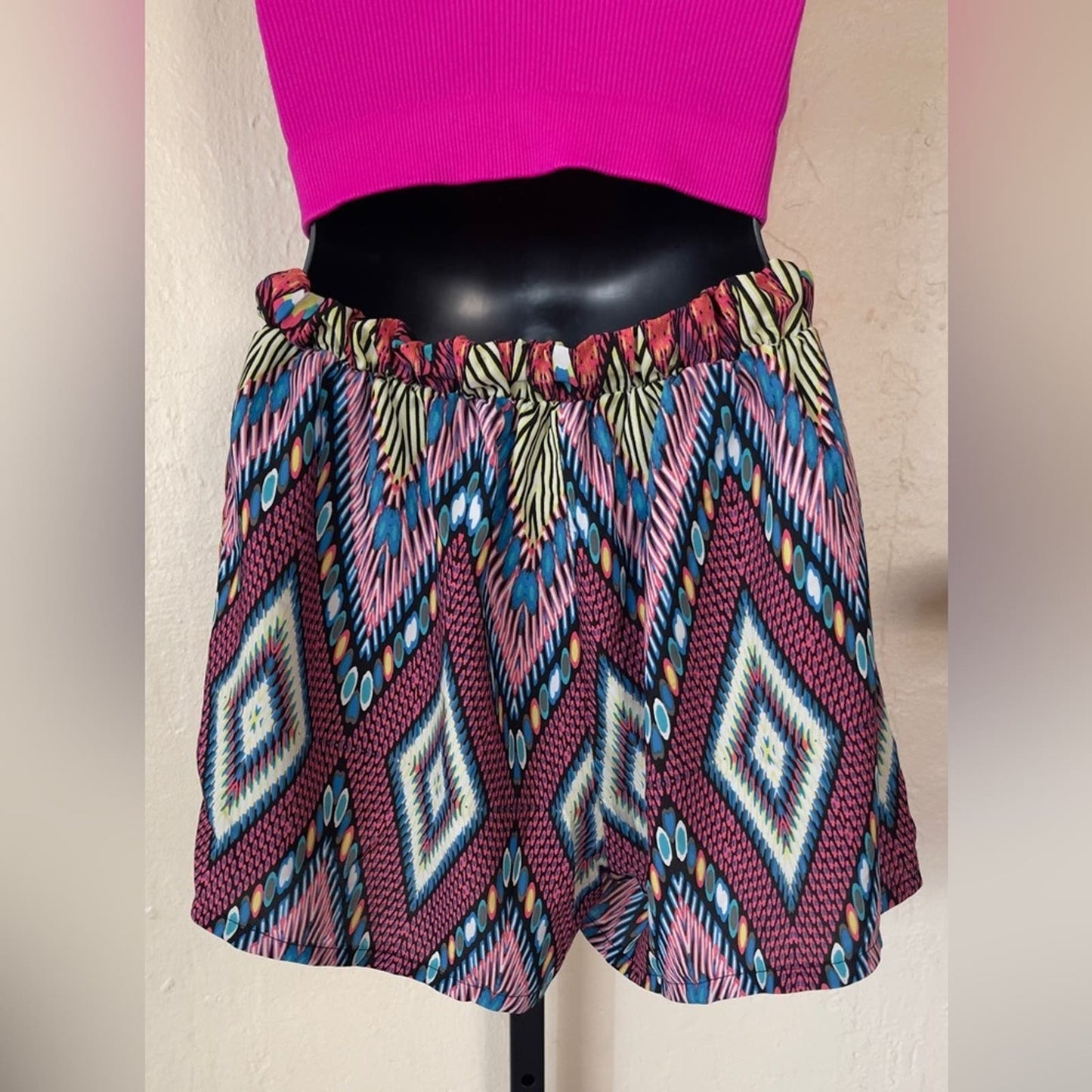 Tyche Printed Elastic Waist Shorts