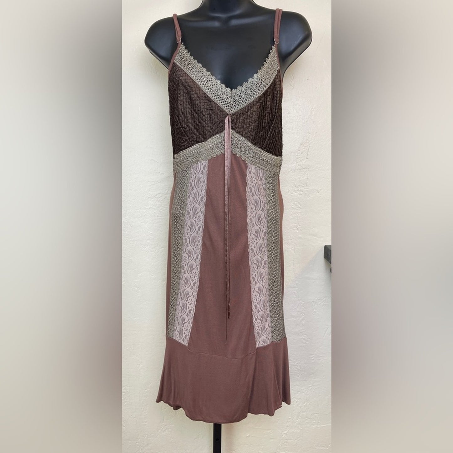 M•K•M Designs Lace Strapless Brown Dress